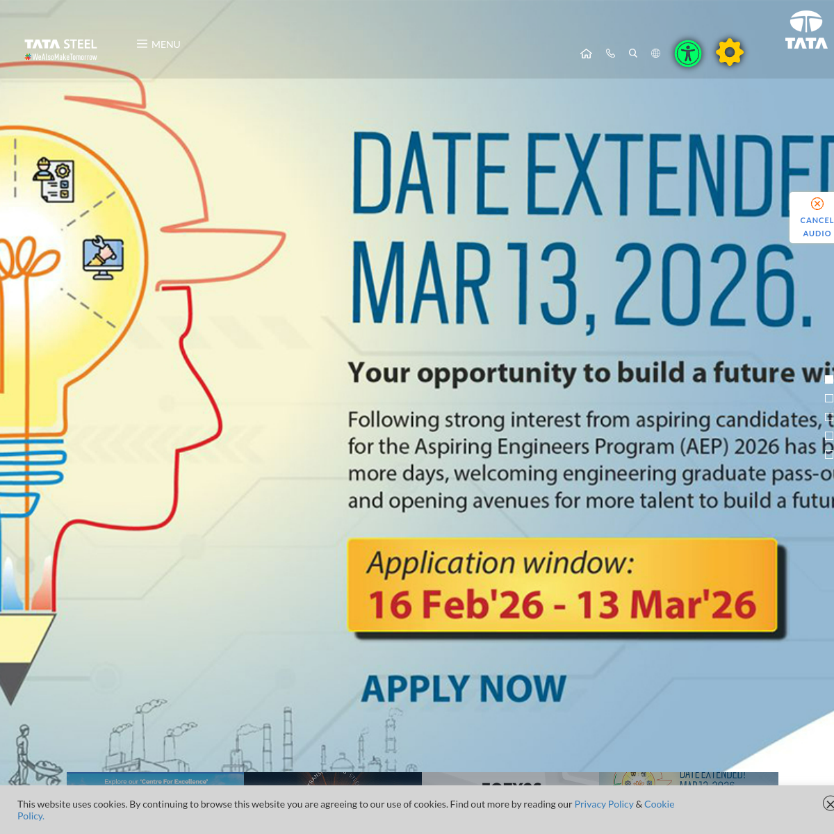 Главная страница Tata Steel